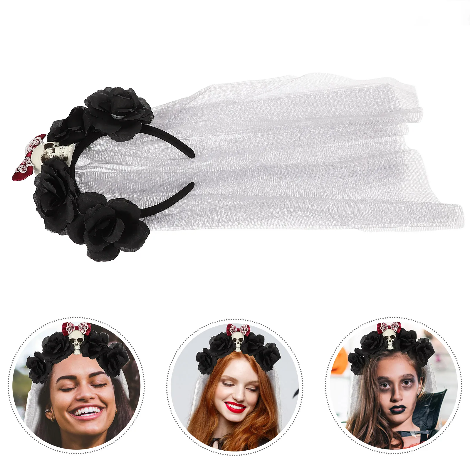 Halloween Skull Flower Hairband Bridal Tulle Veil Rose Headband Party Cosplay Accessory Halloween Headband Cosplay Costume Prop
Halloween Skull Flower Hairband Bridal Tulle Veil Rose Headband Party Cosplay Accessory Halloween Headband Cosplay Costume Prop