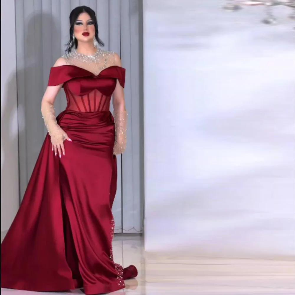Customized Illusion Neckline فساتين سهرة Evening Dresses 2025 Off the Shoulder Mermaid Formal Corset Dress Plus Size 
Customized Illusion Neckline فساتين سهرة Evening Dresses 2025 Off the Shoulder Mermaid Formal Corset Dress Plus Size