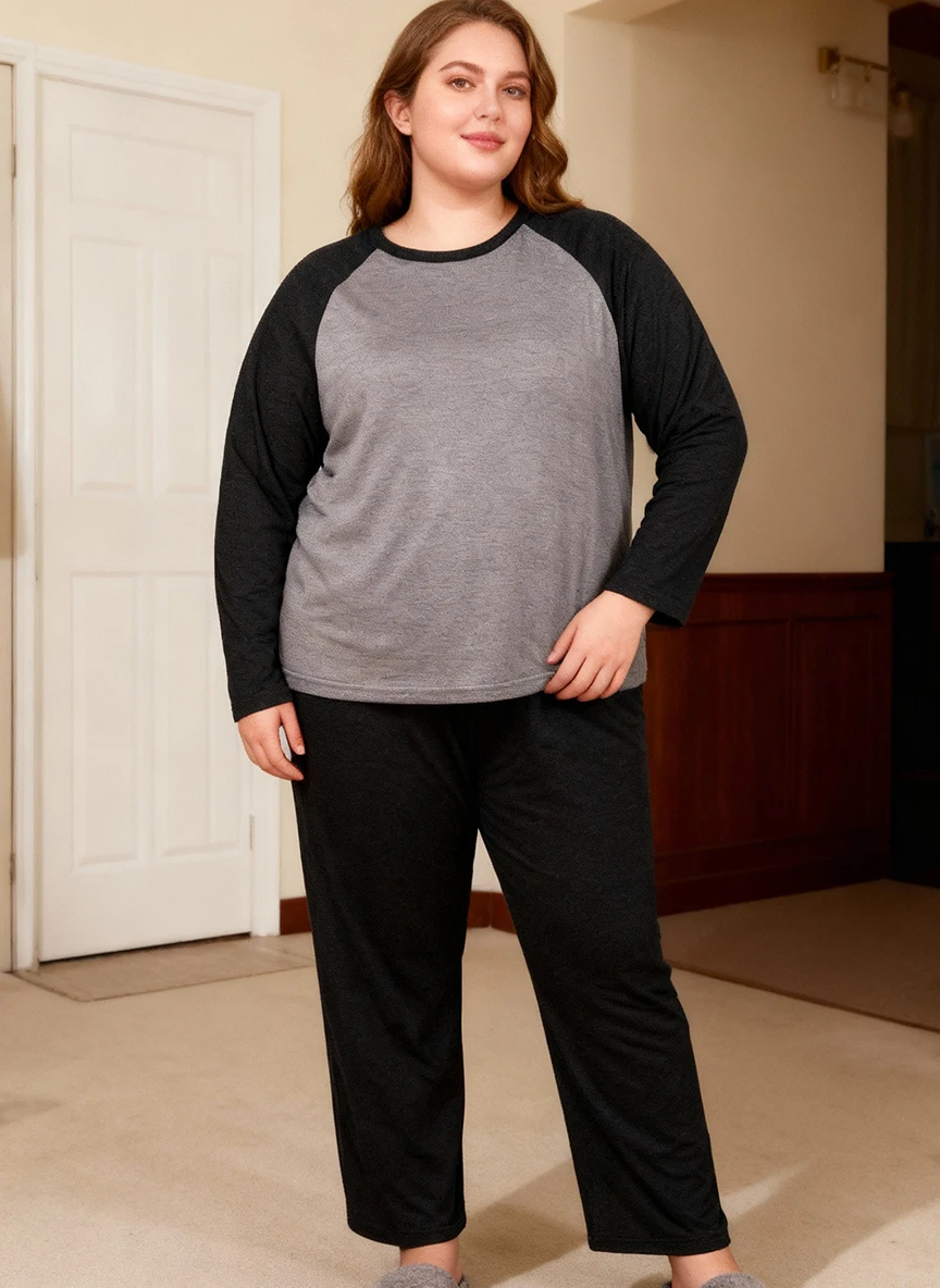 Комплект домашней одежды больших размеров для женщин: повседневный свободный топ с длинными рукавами и брюки, мягкая и удобная пижама из 2 предметов
Комплект домашней одежды больших размеров для женщин: повседневный свободный топ с длинными рукавами и брюки, мягкая и удобная пижама из 2 предметов