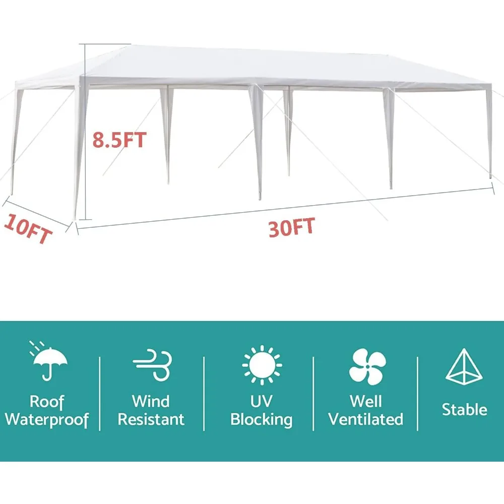 10'x30' Party Tent - Outdoor Wedding & Event Tent with Removable Sidewalls - Instant Setup, Perfect
10'x30' Party Tent - Outdoor Wedding & Event Tent with Removable Sidewalls - Instant Setup, Perfect