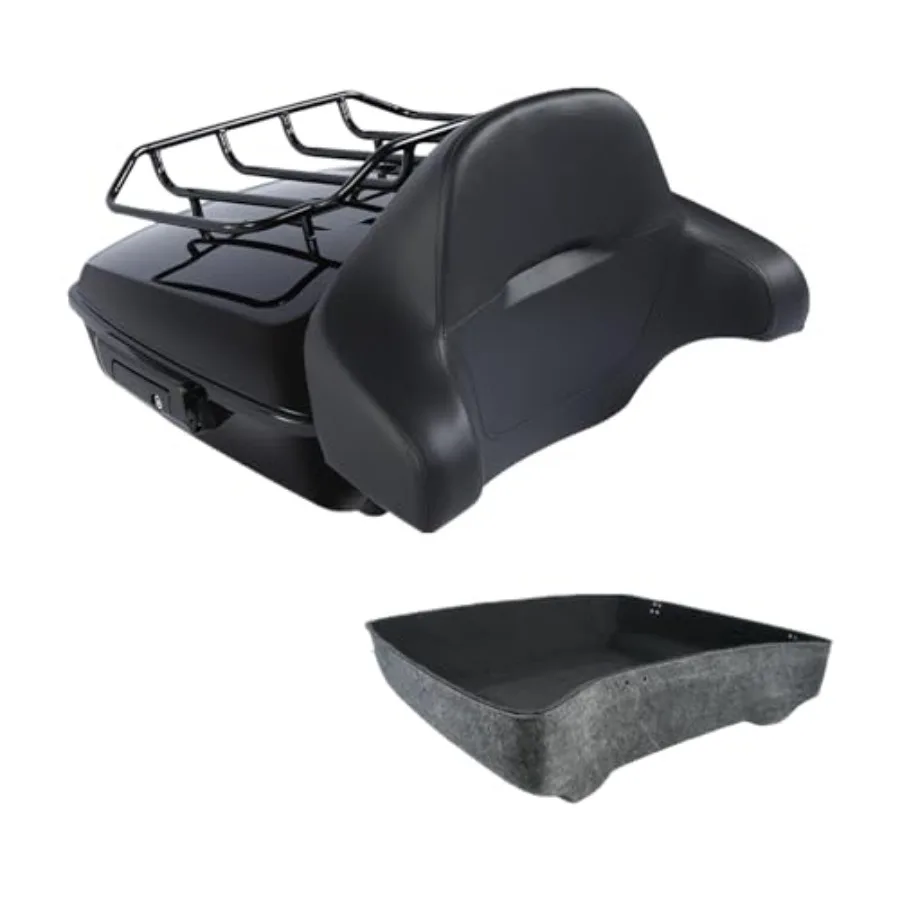 Motorcycle Chopped Trunk W/Black Luggage Rack and King Backrest for Harley Road King Street Glide Road Glide Electra Glide 2014
Motorcycle Chopped Trunk W/Black Luggage Rack and King Backrest for Harley Road King Street Glide Road Glide Electra Glide 2014