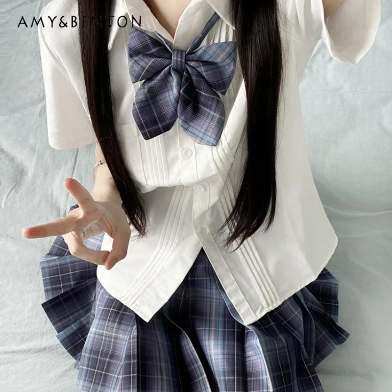 New Japanese JK Uniform Original Preppy Style Summer Multicolor Series Short Sleeves Shirt Top Tartan Skirt All-Match Suit Girls
New Japanese JK Uniform Original Preppy Style Summer Multicolor Series Short Sleeves Shirt Top Tartan Skirt All-Match Suit Girls