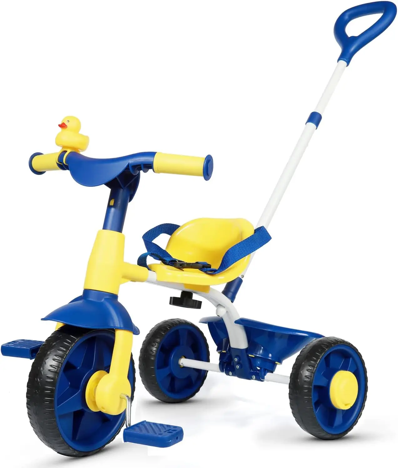 2 in 1 Kids Tricycle for 18 Months to 3 Years, EVA Wheels, Push Handle & Duck Bell, Blue
2 in 1 Kids Tricycle for 18 Months to 3 Years, EVA Wheels, Push Handle & Duck Bell, Blue