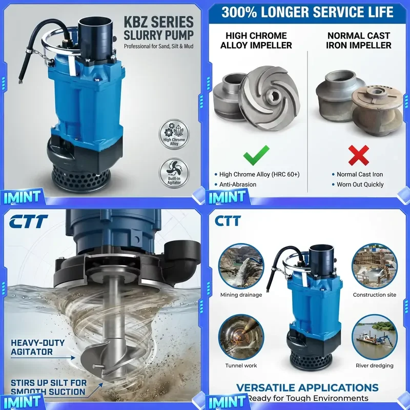 Heavy Wear Resistant Cast Iron 7.5KW 10HP High Flow Submersible KBZ Slurry Pump for Indonesia Mining and Drainage
Heavy Wear Resistant Cast Iron 7.5KW 10HP High Flow Submersible KBZ Slurry Pump for Indonesia Mining and Drainage