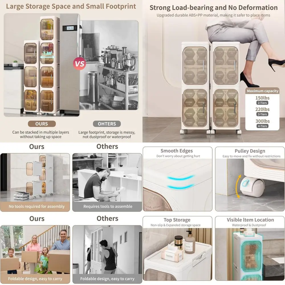 Space-Saving Slim 3-Tier Foldable Storage Cabinet for Bathroom, Kitchen, and Laundry in Cream White
Space-Saving Slim 3-Tier Foldable Storage Cabinet for Bathroom, Kitchen, and Laundry in Cream White