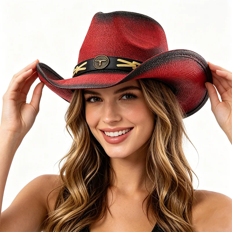 New 2026 Vintage Gradient Western Cowboy Hat Women Men Wide Brim Straw Hat Bull Head Decor Party Cowgirl Cap For Outdoor Travel
New 2026 Vintage Gradient Western Cowboy Hat Women Men Wide Brim Straw Hat Bull Head Decor Party Cowgirl Cap For Outdoor Travel