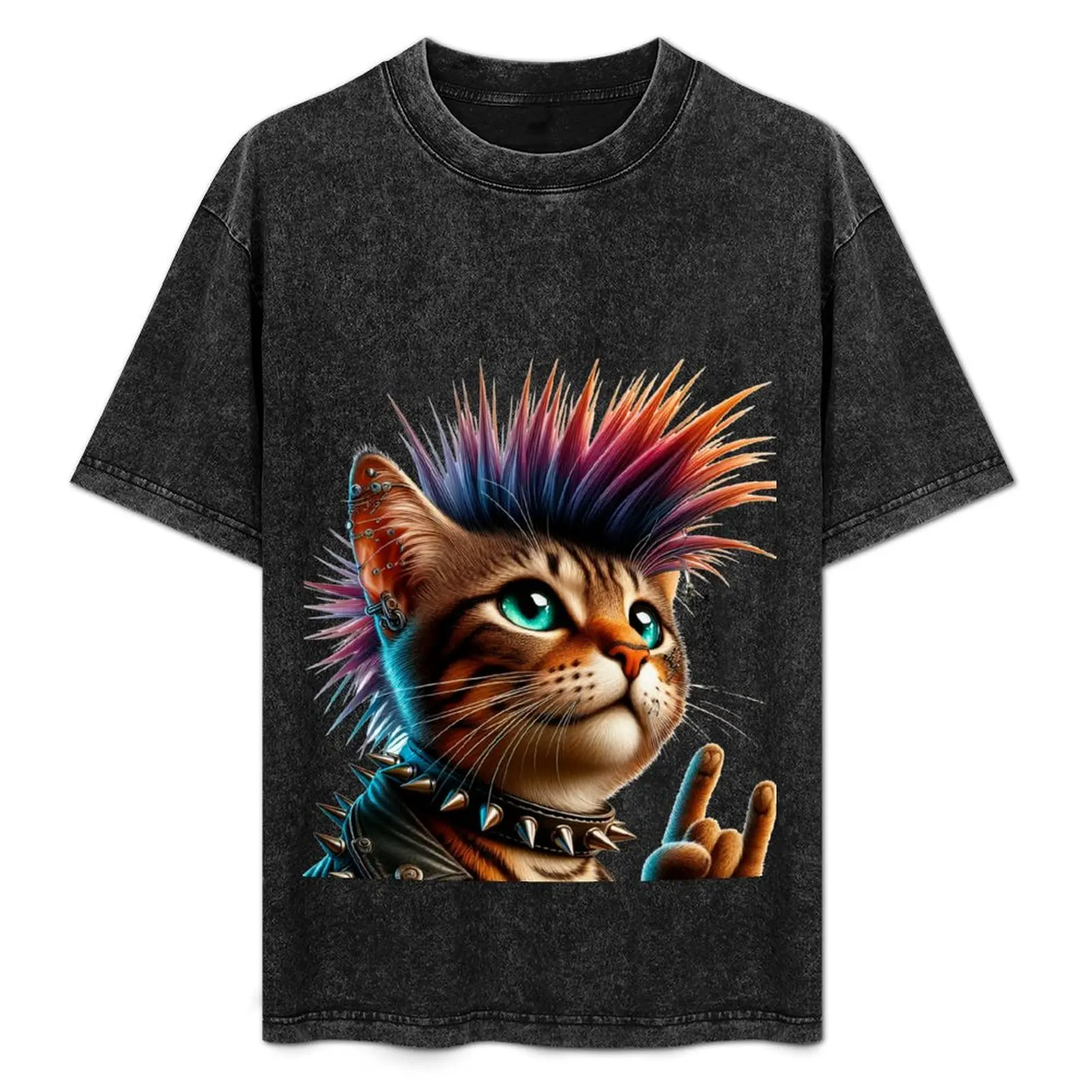 Punkcat Rockcat T-Shirt Basic Simple Design Short Sleeve Shirt
Punkcat Rockcat T-Shirt Basic Simple Design Short Sleeve Shirt