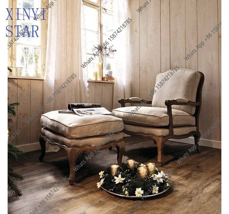farmhouse antique wooden armchair lounge living room furniture with stool accent chair
farmhouse antique wooden armchair lounge living room furniture with stool accent chair