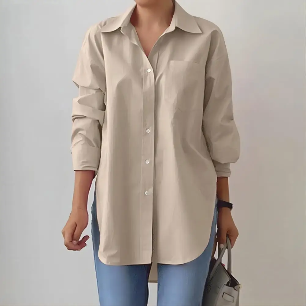 Slit Hem Blouse Lightweight Women Shirt Stylish Women's Spring Shirt with Turn-down Collar Long Sleeve Irregular Hem for Work
Slit Hem Blouse Lightweight Women Shirt Stylish Women's Spring Shirt with Turn-down Collar Long Sleeve Irregular Hem for Work
