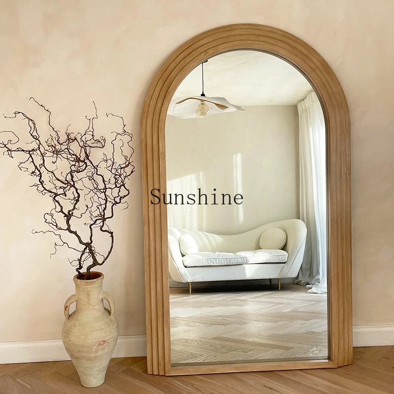 Arched upper wall medieval design full body cream wind wooden frame floor mirror
Arched upper wall medieval design full body cream wind wooden frame floor mirror