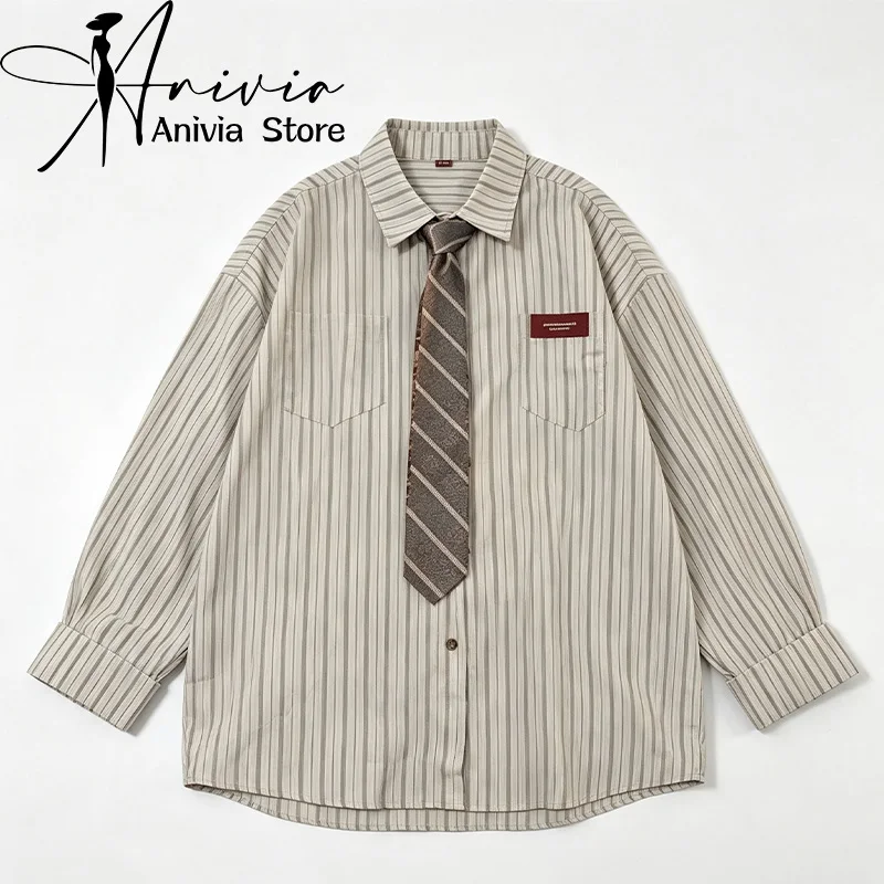 Women's Khaki Green Tie Striped Casual Shirt Y2K Japanese Harajuku Loose Streetwear College Retro Top Shirt Clothing 2026 New
Women's Khaki Green Tie Striped Casual Shirt Y2K Japanese Harajuku Loose Streetwear College Retro Top Shirt Clothing 2026 New