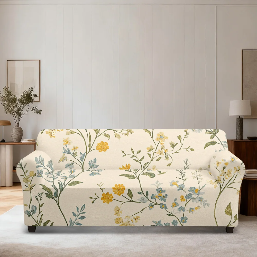 1pc Pastel Yellow & Blue Floral Print Stretch Sofa Slipcover, Washable Couch Protector for Living Room
1pc Pastel Yellow & Blue Floral Print Stretch Sofa Slipcover, Washable Couch Protector for Living Room