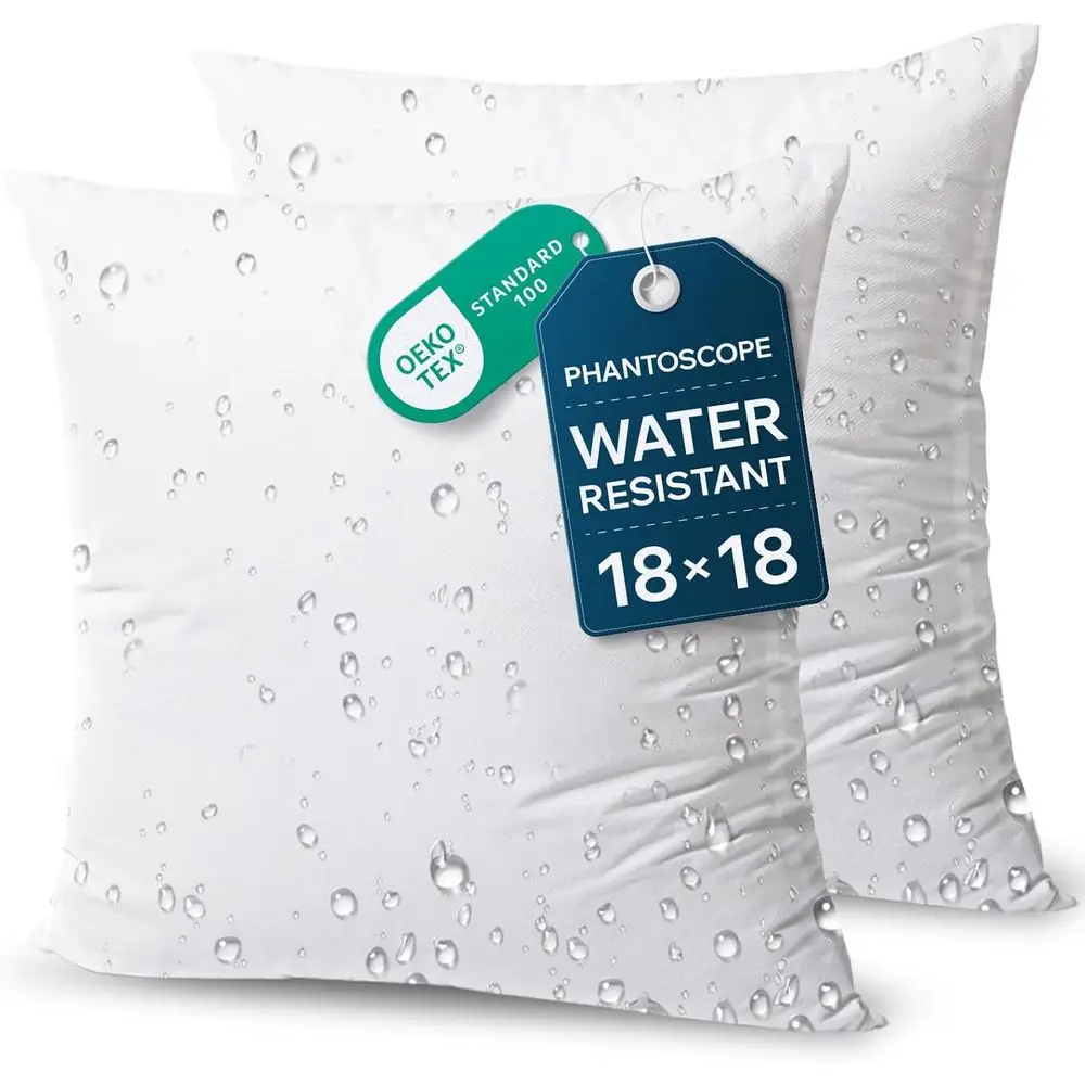Outdoor Pillow Inserts - Pack of 2 Square Water Resistant Polyester Throw Pillows, Couch Sham Cushion, 18 X 18 inches
Outdoor Pillow Inserts - Pack of 2 Square Water Resistant Polyester Throw Pillows, Couch Sham Cushion, 18 X 18 inches
