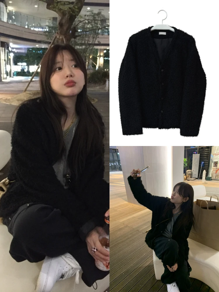 Soft Plu Open Cardigan Women's Loose V-Ne Button-Up Lazy Sle Sweater Jaet Dongda Gate Qui very Autumn Long Sve
Soft Plu Open Cardigan Women's Loose V-Ne Button-Up Lazy Sle Sweater Jaet Dongda Gate Qui very Autumn Long Sve