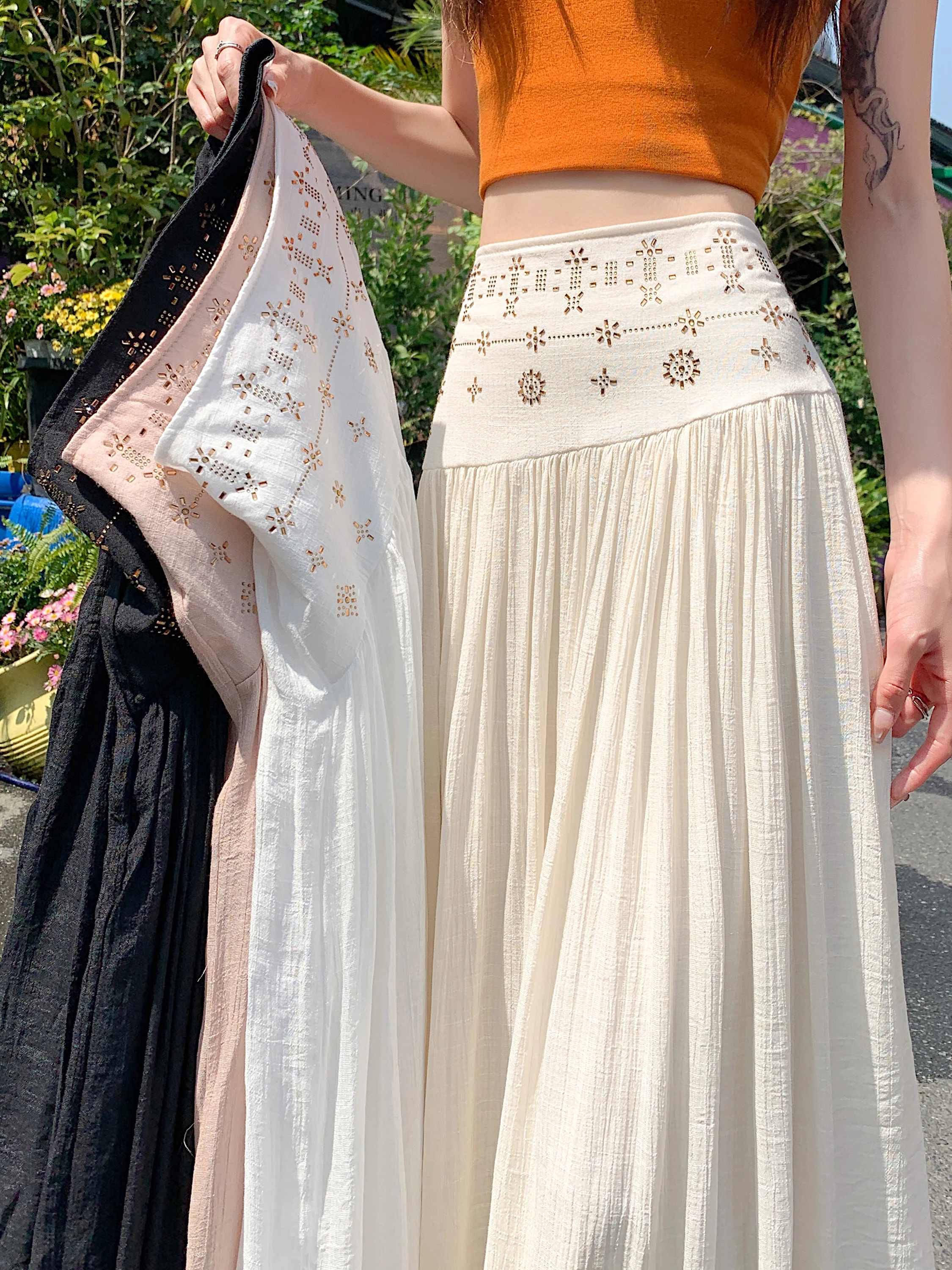 High Waist A-Line Midi Skirt Women's Summer New Style Casual Cotton Linen Pleated Skirt Slimming Diamond Bright Thread Skirt
High Waist A-Line Midi Skirt Women's Summer New Style Casual Cotton Linen Pleated Skirt Slimming Diamond Bright Thread Skirt