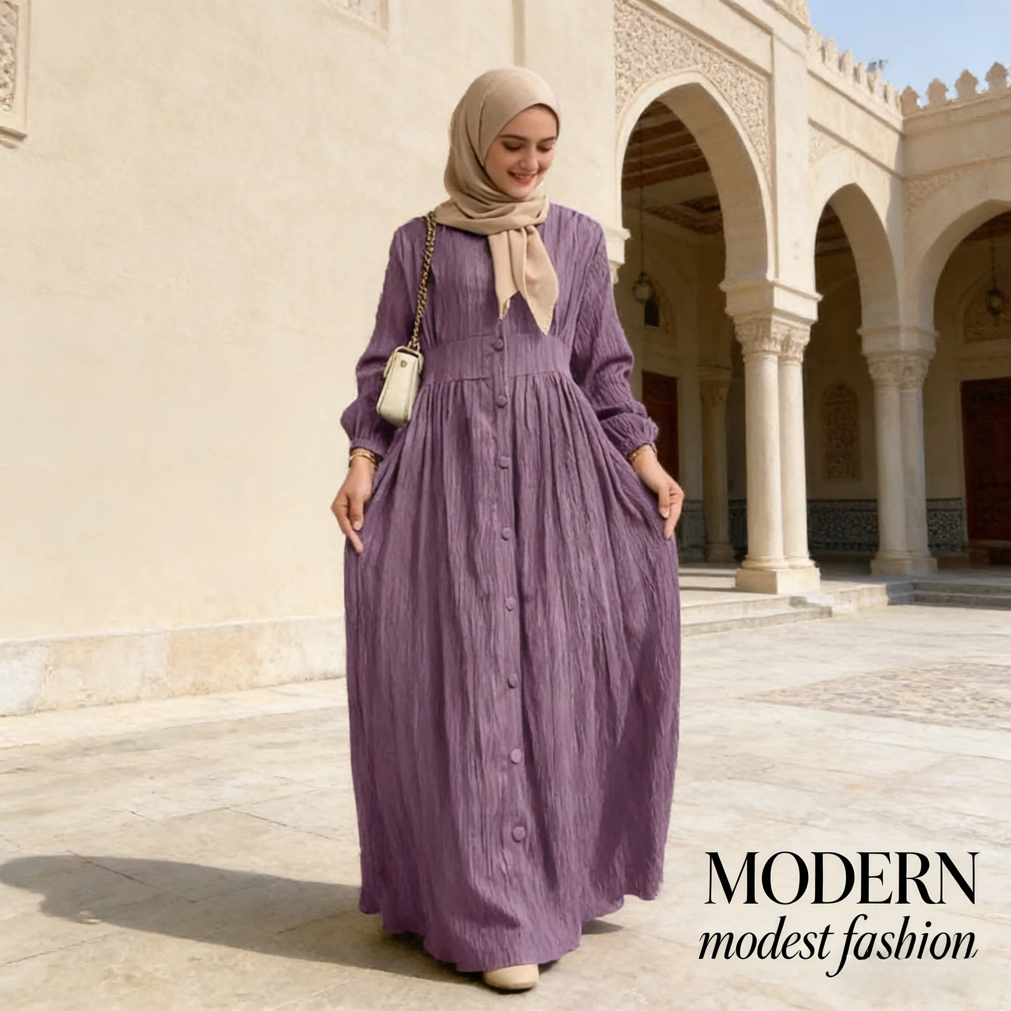 Muslim Women Retro Long Sleeve Solid Color Robe Spring Autumn New Elegant Casual Fashion Daily Wear Maxi Dress
Muslim Women Retro Long Sleeve Solid Color Robe Spring Autumn New Elegant Casual Fashion Daily Wear Maxi Dress