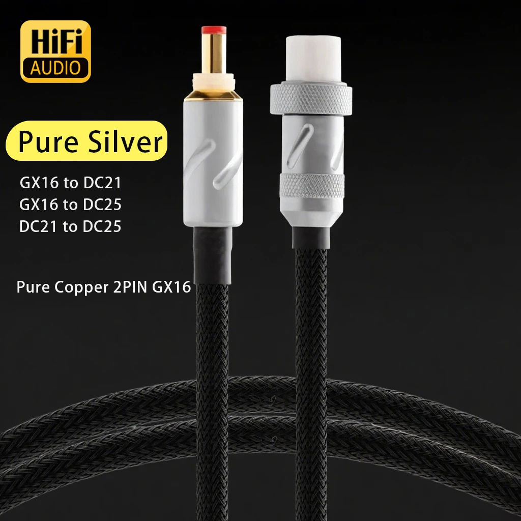 Monosaudio Pure Silver DC Cable GX16 2 Pin to DC 2.1mm DC2.5MM Phono Amplifier cable AC/DC 5.5*2.1mm Linear power supply cable
Monosaudio Pure Silver DC Cable GX16 2 Pin to DC 2.1mm DC2.5MM Phono Amplifier cable AC/DC 5.5*2.1mm Linear power supply cable