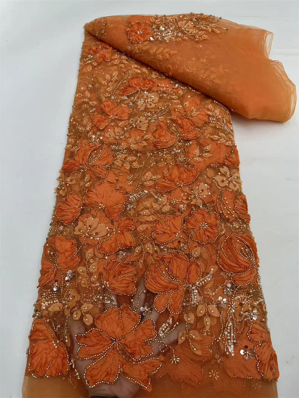 Nigerian Lace Fabric 5 Yards High Quality 2025 African Orange Fabric Luxury Beaded Fabric Luxury Beaded Fabric For Dress A1117-1
Nigerian Lace Fabric 5 Yards High Quality 2025 African Orange Fabric Luxury Beaded Fabric Luxury Beaded Fabric For Dress A1117-1