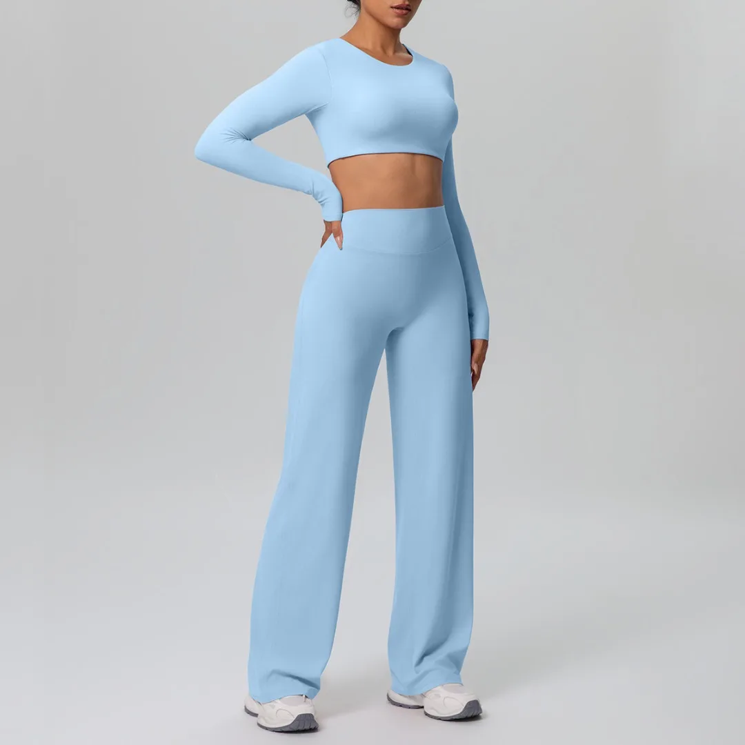 New Women's with Chest Pad Long Sleeve Sports Fitness Suit High Waist Straight Wide Leg Yoga Set Running Workout Gym Sportswear
New Women's with Chest Pad Long Sleeve Sports Fitness Suit High Waist Straight Wide Leg Yoga Set Running Workout Gym Sportswear