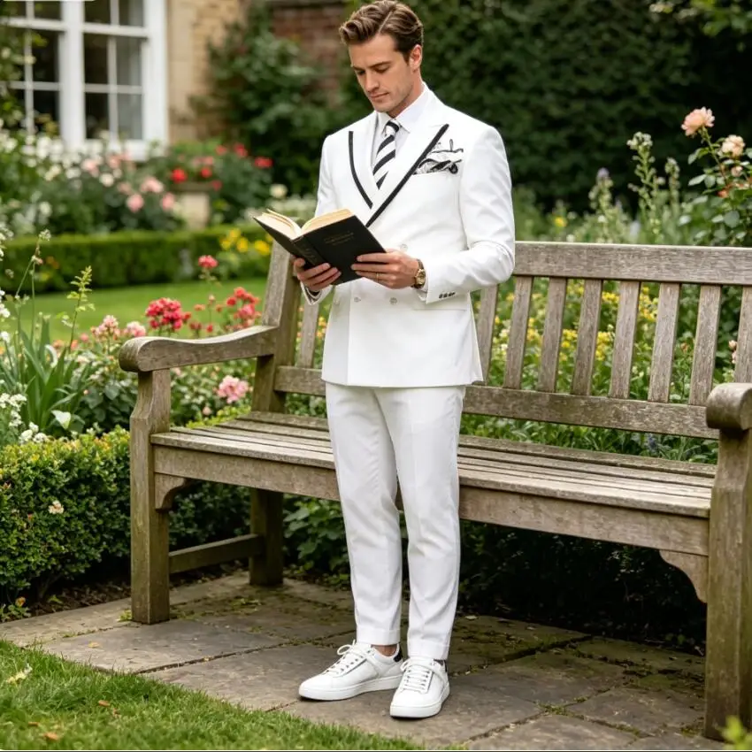 Latest Wedding White Suits for Men Double Breasted Blazer Peak Lapel Party Dinner Suit Groom Prom Tuxedo Terno Masculino 2 Piece
Latest Wedding White Suits for Men Double Breasted Blazer Peak Lapel Party Dinner Suit Groom Prom Tuxedo Terno Masculino 2 Piece