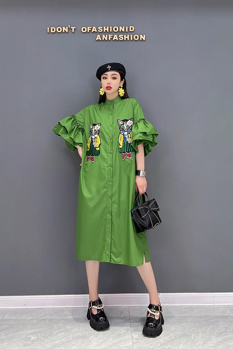 2025 Spring New Elegant Embroidery Women Green Loose Long Shirt Dresses Female Fashion Long Sleeve Dress Wholesale J818
2025 Spring New Elegant Embroidery Women Green Loose Long Shirt Dresses Female Fashion Long Sleeve Dress Wholesale J818