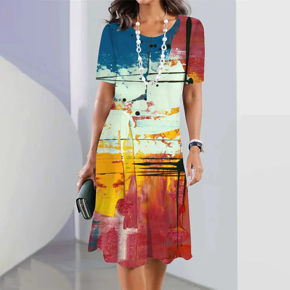 Colorful Floral Long Dress Spring Summer Women'S Dress Fashion Party Evening Dress Large Size Round Neck Short Sleeve Dress
Colorful Floral Long Dress Spring Summer Women'S Dress Fashion Party Evening Dress Large Size Round Neck Short Sleeve Dress
