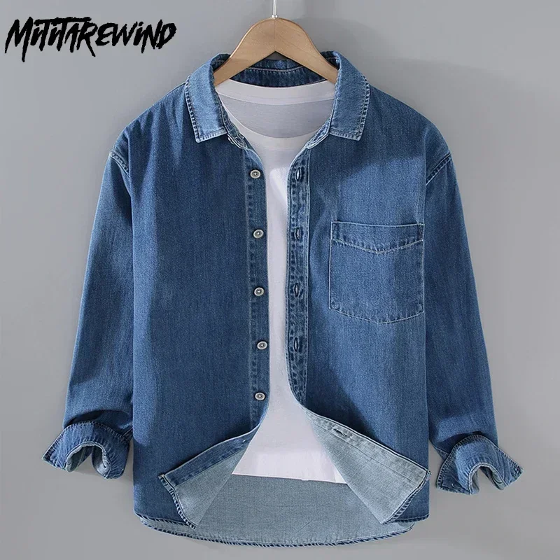 Spring Autumn Denim Shirts Men Casual Japanese Workwear Tops Lapel Pocket Loose Long Sleeve Blue Jean Shirt Simple Vintage Shirt
Spring Autumn Denim Shirts Men Casual Japanese Workwear Tops Lapel Pocket Loose Long Sleeve Blue Jean Shirt Simple Vintage Shirt