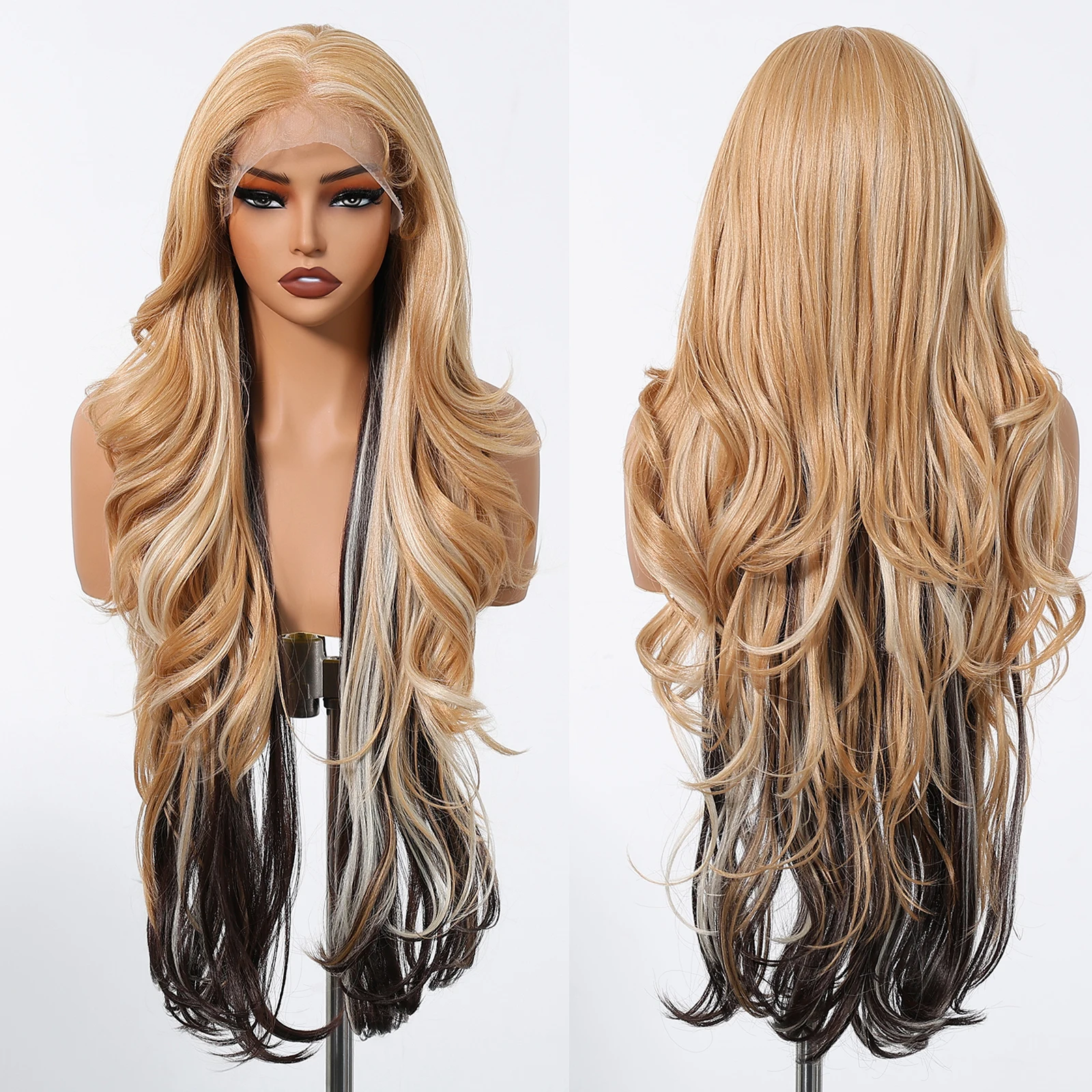 Long Body Wave Synthetic Wigs 13*4 Lace Frontal Wig Blonde Platinum Black Highlight Wig for Women Brazilian Wig Heat Resistant
Long Body Wave Synthetic Wigs 13*4 Lace Frontal Wig Blonde Platinum Black Highlight Wig for Women Brazilian Wig Heat Resistant