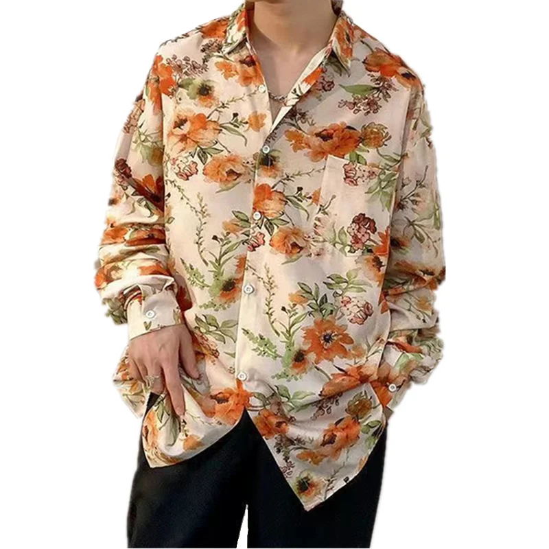 Spring Men Casual Floral Print Long Sleeve Shirt Turn Down Collar Button Blouse Street Fashion Shirts Holiday Party Cardigan Top
Spring Men Casual Floral Print Long Sleeve Shirt Turn Down Collar Button Blouse Street Fashion Shirts Holiday Party Cardigan Top
