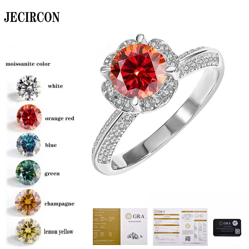 JECIRCON Moissanite Diamond Ring Holding Flowers Rose Fountain 1 Carat Diamond Plated PT950 Wedding Ring S925 Sterling Silver
JECIRCON Moissanite Diamond Ring Holding Flowers Rose Fountain 1 Carat Diamond Plated PT950 Wedding Ring S925 Sterling Silver