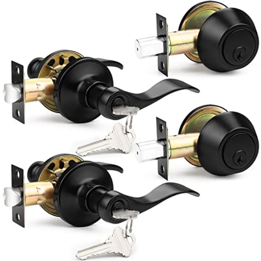 Front Door Handle and Single Cylinder Deadbolt Set, Exterior Door Handle with Deadbolt Lockset, Wave Reversible Door Lever Lock
Front Door Handle and Single Cylinder Deadbolt Set, Exterior Door Handle with Deadbolt Lockset, Wave Reversible Door Lever Lock