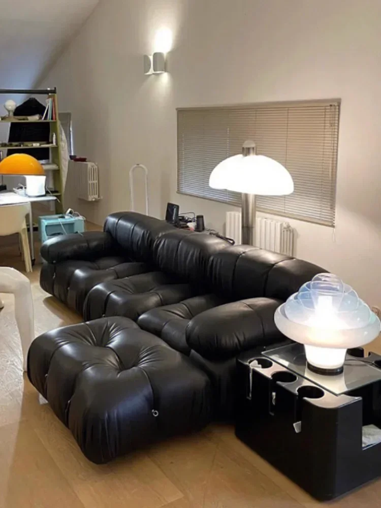 Minimalist Module Sofa Large and Apartment Type Living Room Leather Black Straight Row Tofu Block Sofa and Tea Table Combination
Minimalist Module Sofa Large and Apartment Type Living Room Leather Black Straight Row Tofu Block Sofa and Tea Table Combination