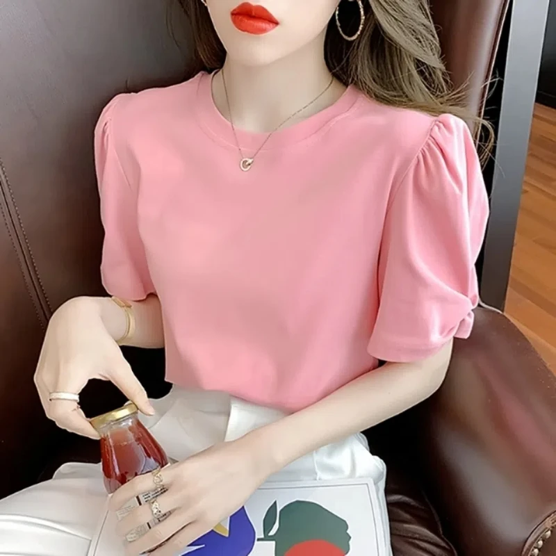 Beautiful Pink T-shirt Women's Short Sleeve New Summer Solid Color All-match Simplicity Sweet Tops Tees Fashion Korean Clothing
Beautiful Pink T-shirt Women's Short Sleeve New Summer Solid Color All-match Simplicity Sweet Tops Tees Fashion Korean Clothing