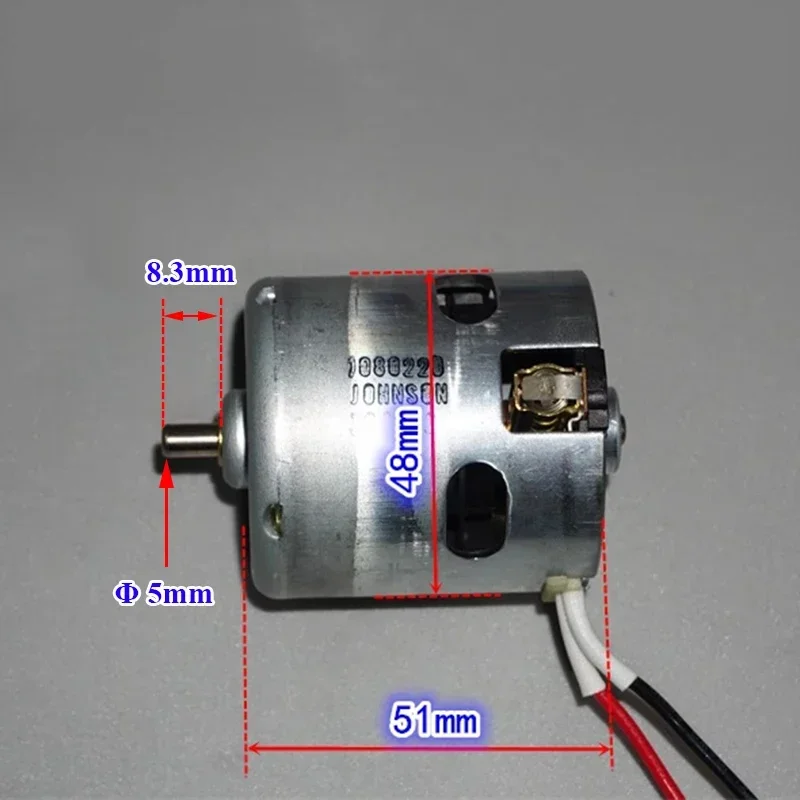 High-Speed Power 48mm Micro Motor JOHNSON RS-855 Motor DC 12V/14.4V/18V 21500RPM for DIY Garden Drill/Saw Tool
High-Speed Power 48mm Micro Motor JOHNSON RS-855 Motor DC 12V/14.4V/18V 21500RPM for DIY Garden Drill/Saw Tool
