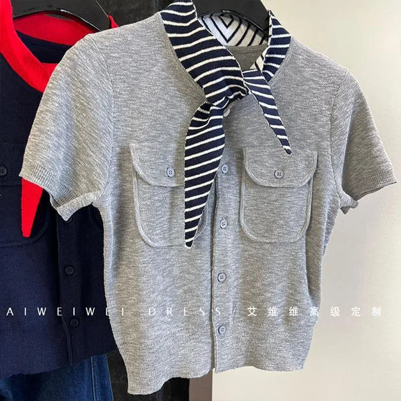 Women Vintage Contrast Bow Tie Slim Short Sleeve Knitted T-shirt Summer New Fashion Commute Single Breasted Tops
Women Vintage Contrast Bow Tie Slim Short Sleeve Knitted T-shirt Summer New Fashion Commute Single Breasted Tops
