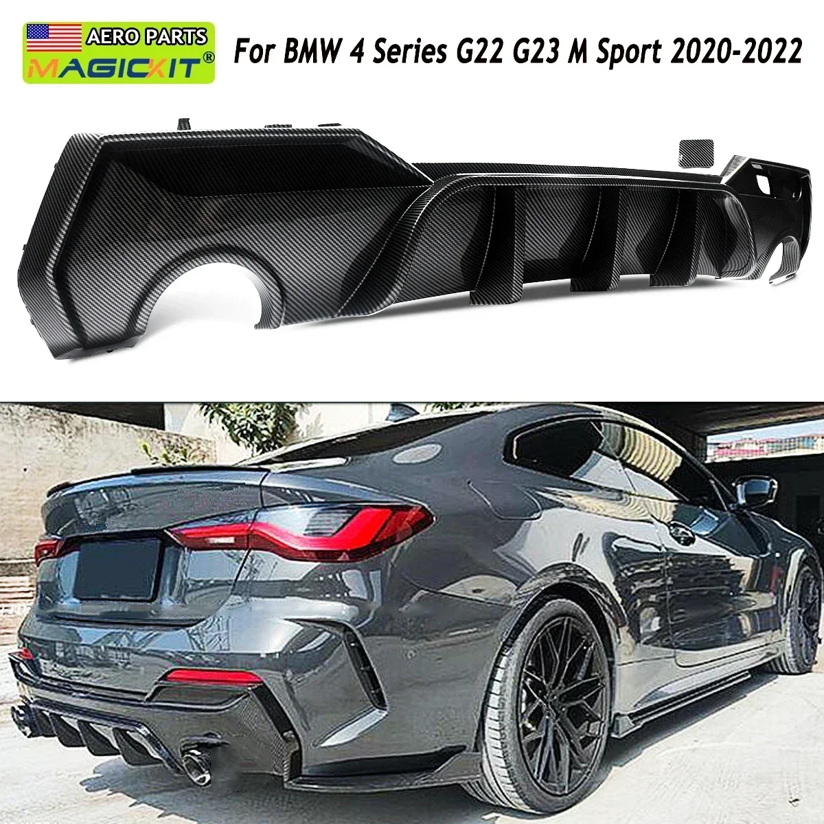 For 2020-22 BMW G22 G23 4 Series 420i 430i M440i Carbon Fiber Look Rear Diffuser
For 2020-22 BMW G22 G23 4 Series 420i 430i M440i Carbon Fiber Look Rear Diffuser
