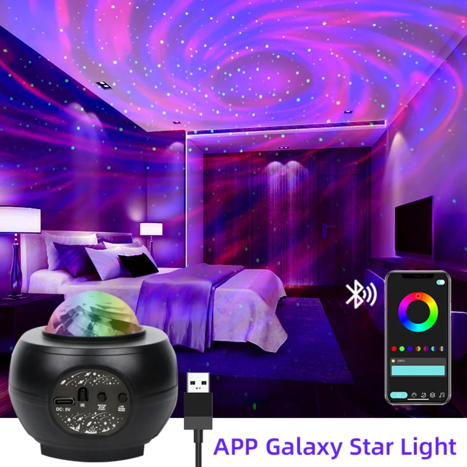 New LED Light Projector Smart With Bluetooth Beam Projector Mobile Phone Controls Night Light Bedroom Wedding Decoration
New LED Light Projector Smart With Bluetooth Beam Projector Mobile Phone Controls Night Light Bedroom Wedding Decoration