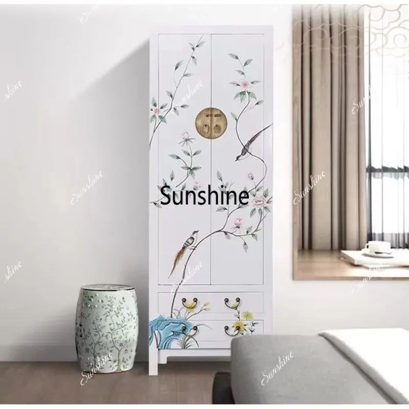 New Chinese hand-painted wardrobe solid wood antique simple storage cabinet
New Chinese hand-painted wardrobe solid wood antique simple storage cabinet