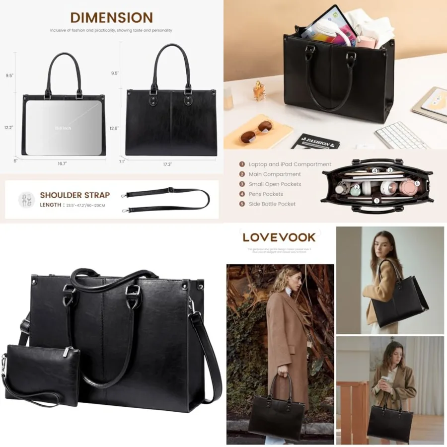 Laptop Tote Bag for Women, Large Capacity Vintage Leather Waterproof Work Computer Handbag with Clutch Purse, Ideal Gift for Wo
Laptop Tote Bag for Women, Large Capacity Vintage Leather Waterproof Work Computer Handbag with Clutch Purse, Ideal Gift for Wo