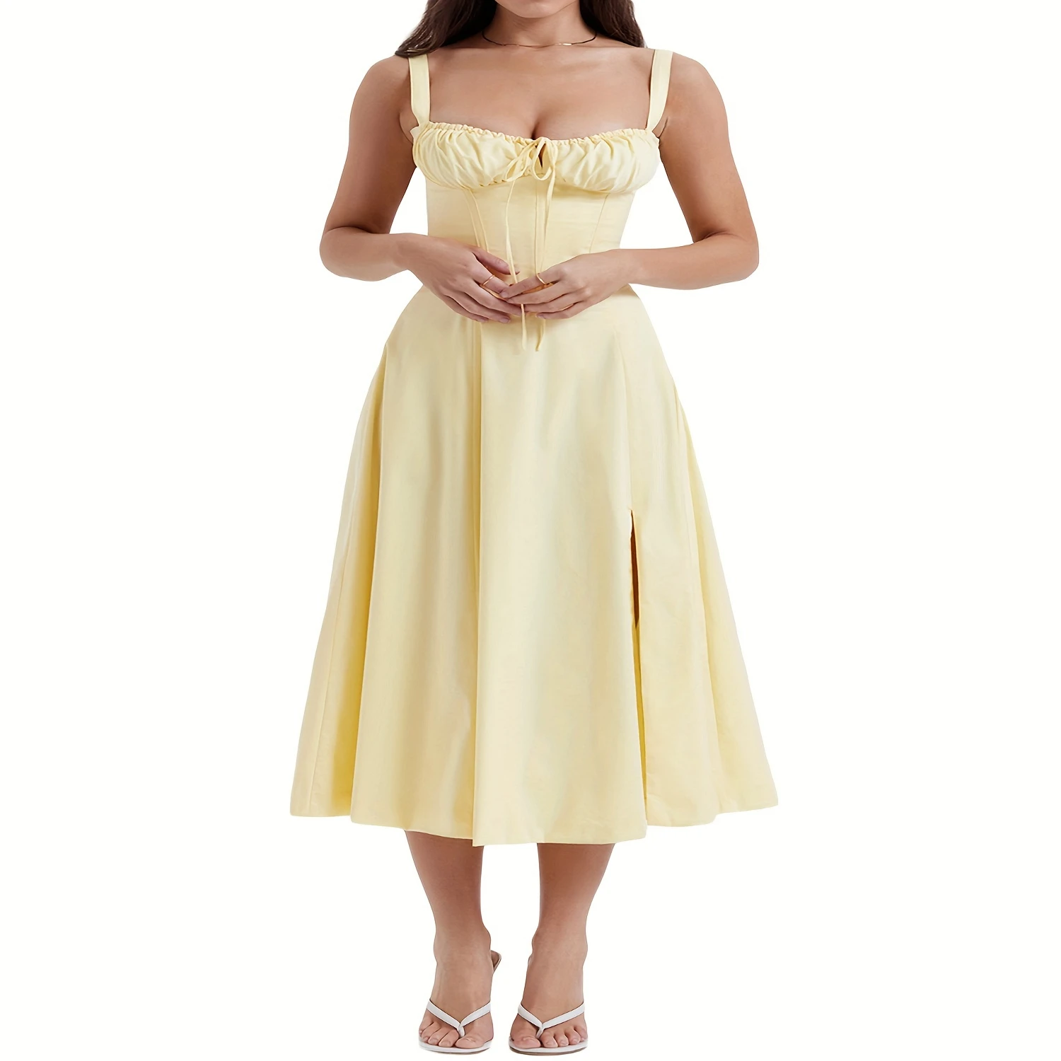 Crisscross Tied Back Cami Dress, Sleeveless Cinched Waist A Line Midi Dress, Women's Clothing
Crisscross Tied Back Cami Dress, Sleeveless Cinched Waist A Line Midi Dress, Women's Clothing