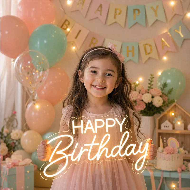 Happy Birthday Neon Sign LED Neon Light for Party Baptism Bar School Room Wall Decoration
Happy Birthday Neon Sign LED Neon Light for Party Baptism Bar School Room Wall Decoration