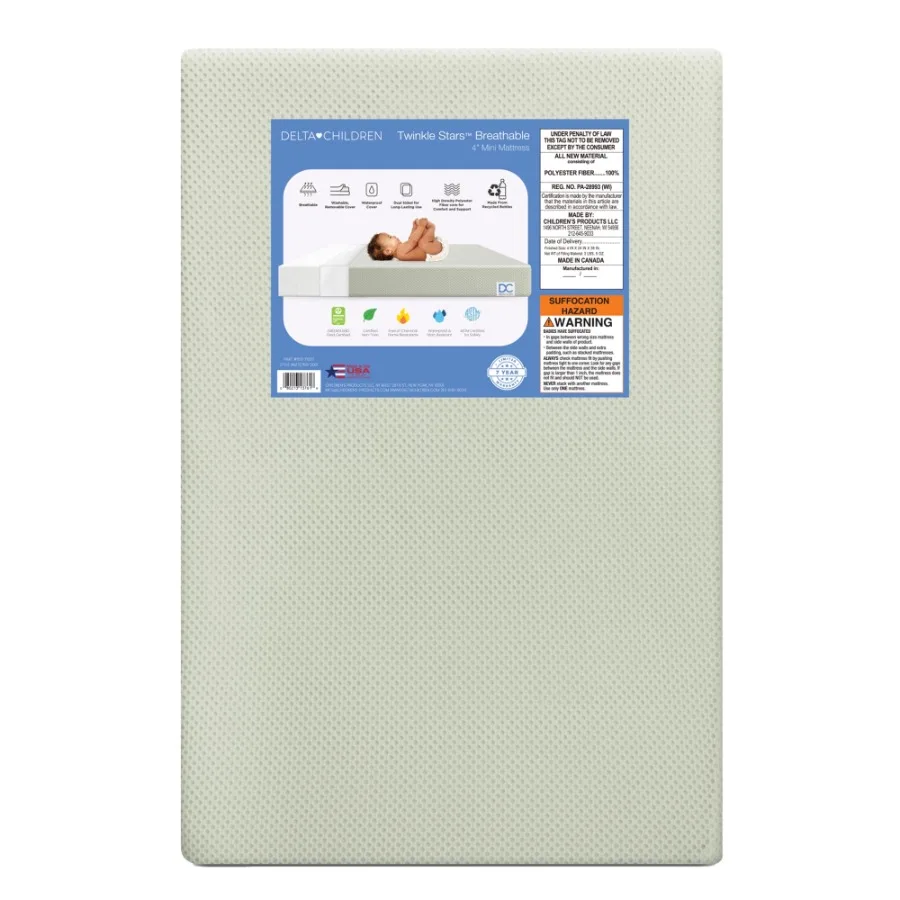Twinkle Stars Breathable 4-inch Mini Crib Mattress with Removable Machine Washable Cover - GREENGUARD Gold Waterproof - Sustain
Twinkle Stars Breathable 4-inch Mini Crib Mattress with Removable Machine Washable Cover - GREENGUARD Gold Waterproof - Sustain