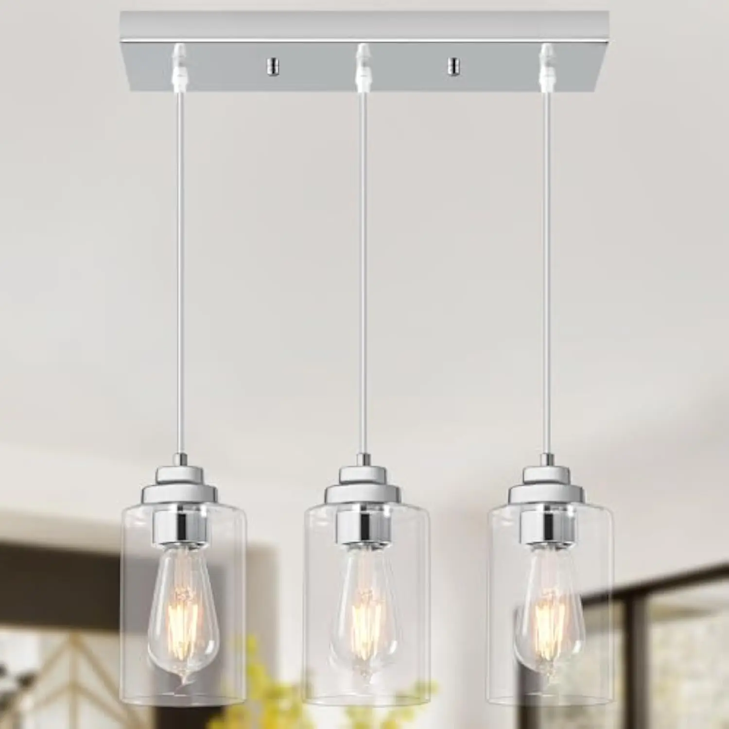 Modern Pendant Light Island Industrial Hanging Light Seeded Glass Ceiling Lamp Chrome Farmhouse Lighting for Kitchen Island Hal
Modern Pendant Light Island Industrial Hanging Light Seeded Glass Ceiling Lamp Chrome Farmhouse Lighting for Kitchen Island Hal