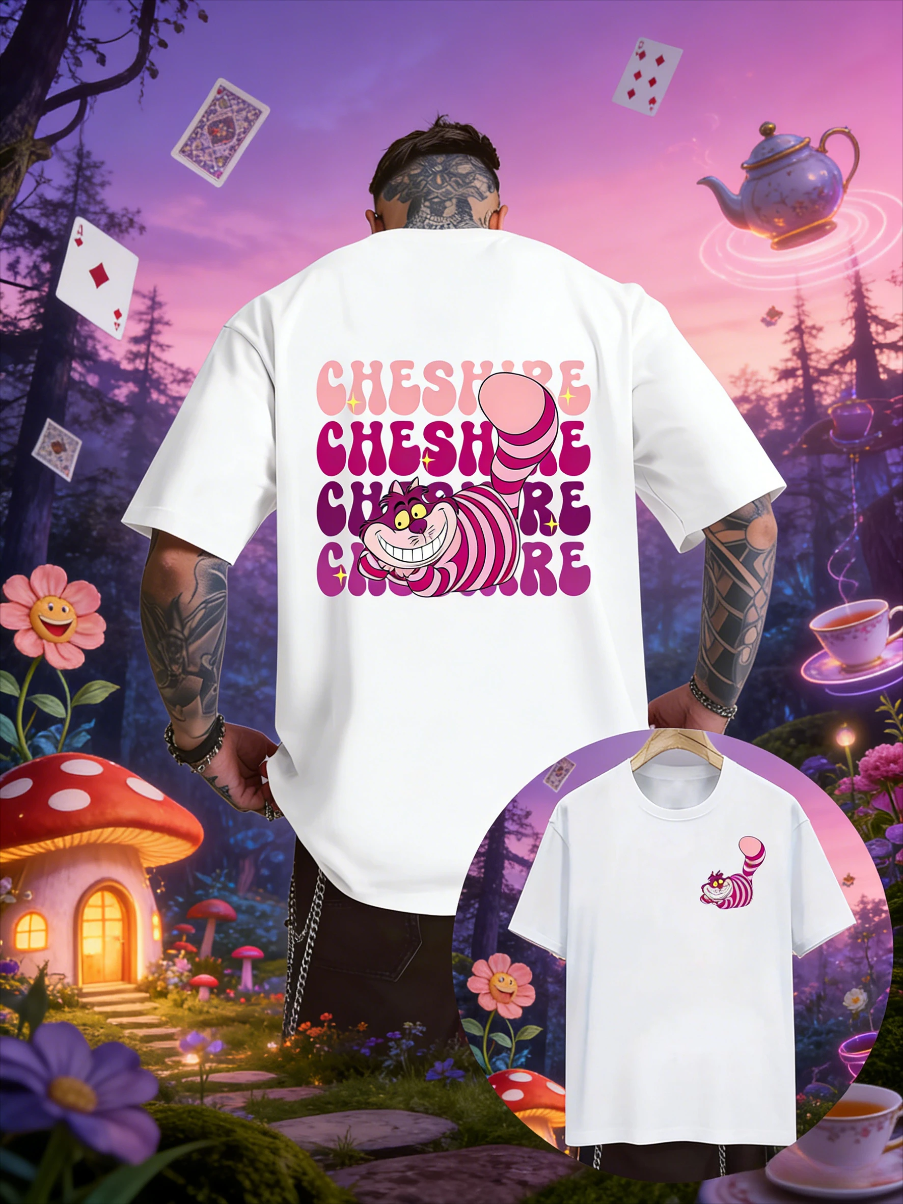 Лето 2026, футболка из чистого хлопка с принтом милого чеширского кота Диснея, модная свободная футболка с короткими удобными рукавами, унисекс
Лето 2026, футболка из чистого хлопка с принтом милого чеширского кота Диснея, модная свободная футболка с короткими удобными рукавами, унисекс