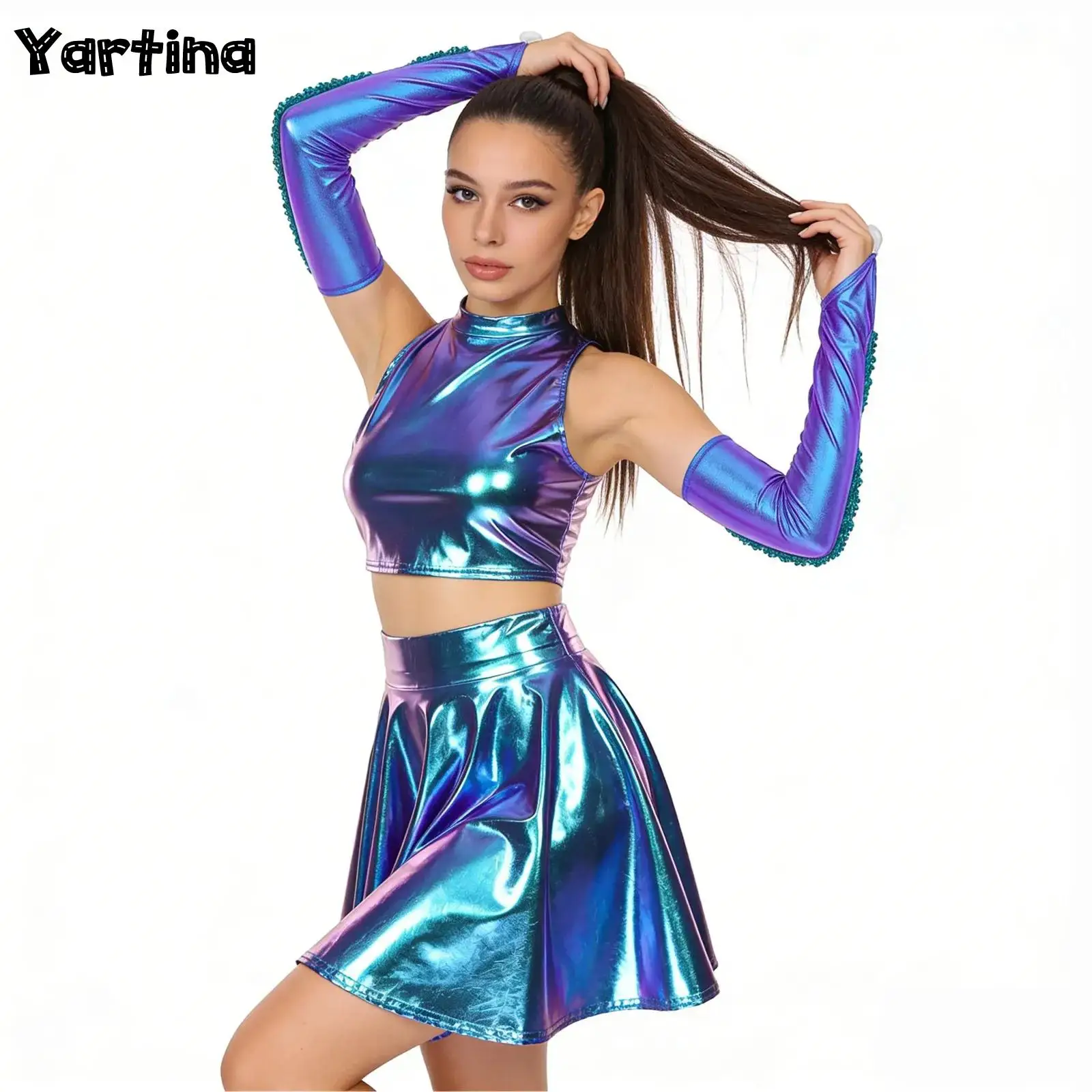 Womens Adult Metallic Shiny Astronaut Alien Cosplay Jazz Dance Cosplay Costume Sequin Tassel Vest Miniskirt Fingerless Gloves
Womens Adult Metallic Shiny Astronaut Alien Cosplay Jazz Dance Cosplay Costume Sequin Tassel Vest Miniskirt Fingerless Gloves