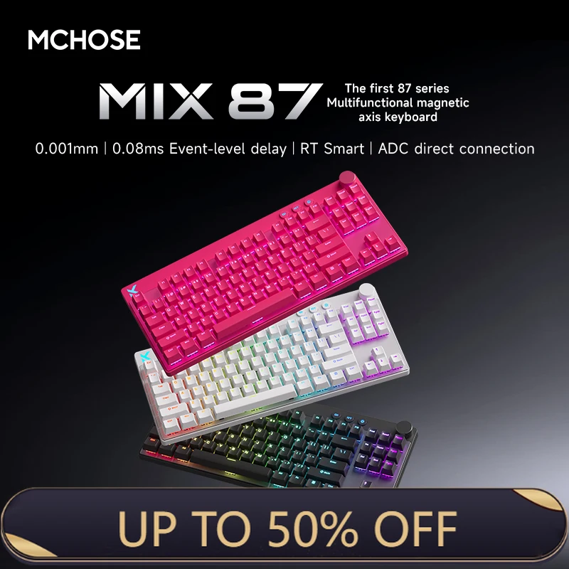 MCHOSE Mix 87 Magnetic Switch Gaming Keyboard Hall Effect 0.08ms Ultra-Low Latency 0.001mm Precision Office Wired Keyboard
MCHOSE Mix 87 Magnetic Switch Gaming Keyboard Hall Effect 0.08ms Ultra-Low Latency 0.001mm Precision Office Wired Keyboard