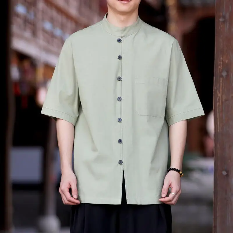 Summer Men's Satin Shir Hanfu Blouse Ancient Style Tang Costume Single Pocket Male Loose Casual Plus Size Zhongshan Suit Tops
Summer Men's Satin Shir Hanfu Blouse Ancient Style Tang Costume Single Pocket Male Loose Casual Plus Size Zhongshan Suit Tops 