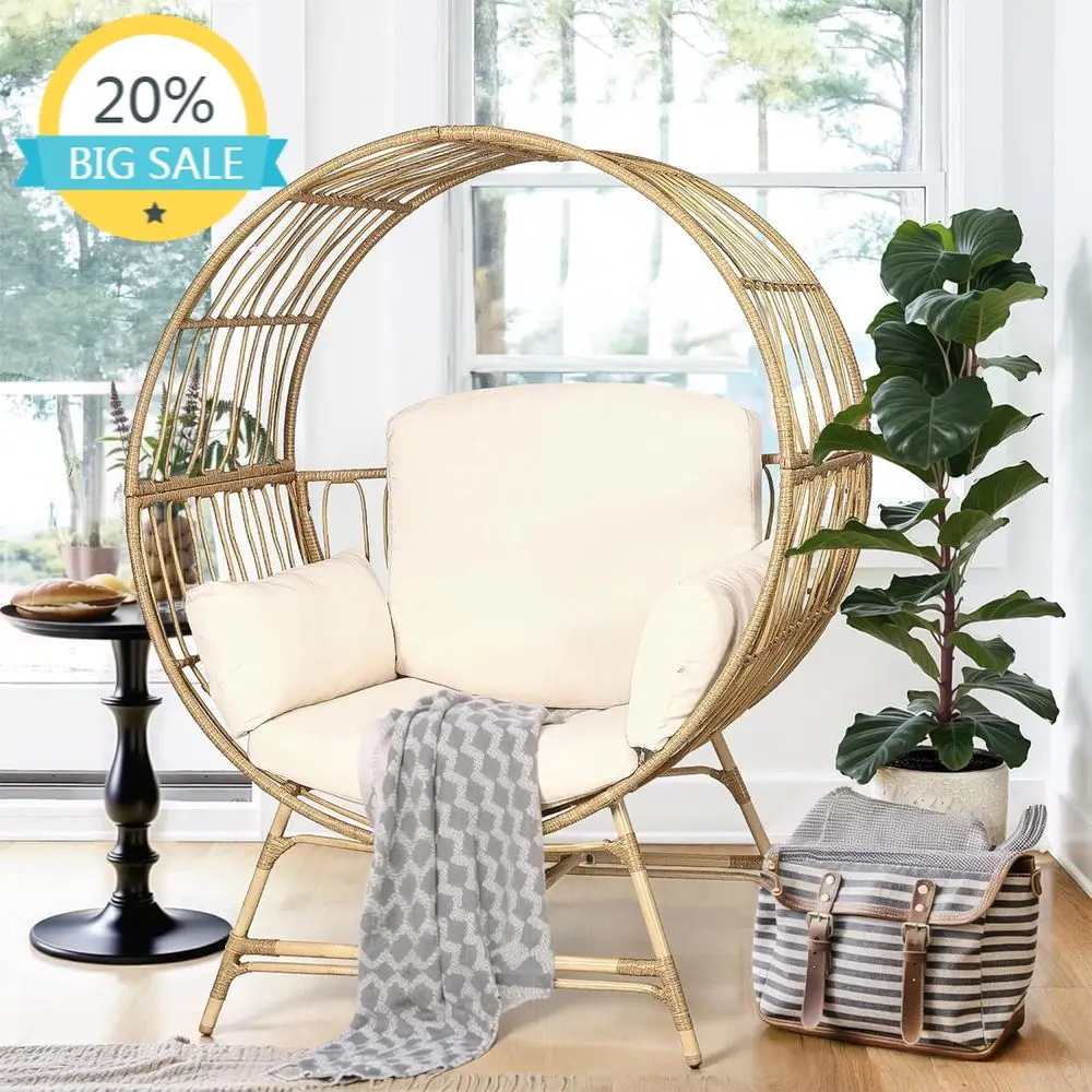 Oversized Wicker Lounge Chair with Cushion, 350 lbs Capacity, Suitable for Patio, Balcony, or Living Room, Beige
Oversized Wicker Lounge Chair with Cushion, 350 lbs Capacity, Suitable for Patio, Balcony, or Living Room, Beige