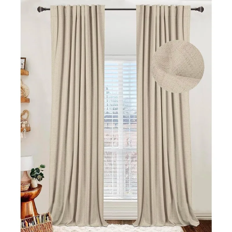 Linen Blackout Curtains for Bedroom 96 Inches Long, Back Tab/Rod Pocket Living Room Drapes
Linen Blackout Curtains for Bedroom 96 Inches Long, Back Tab/Rod Pocket Living Room Drapes