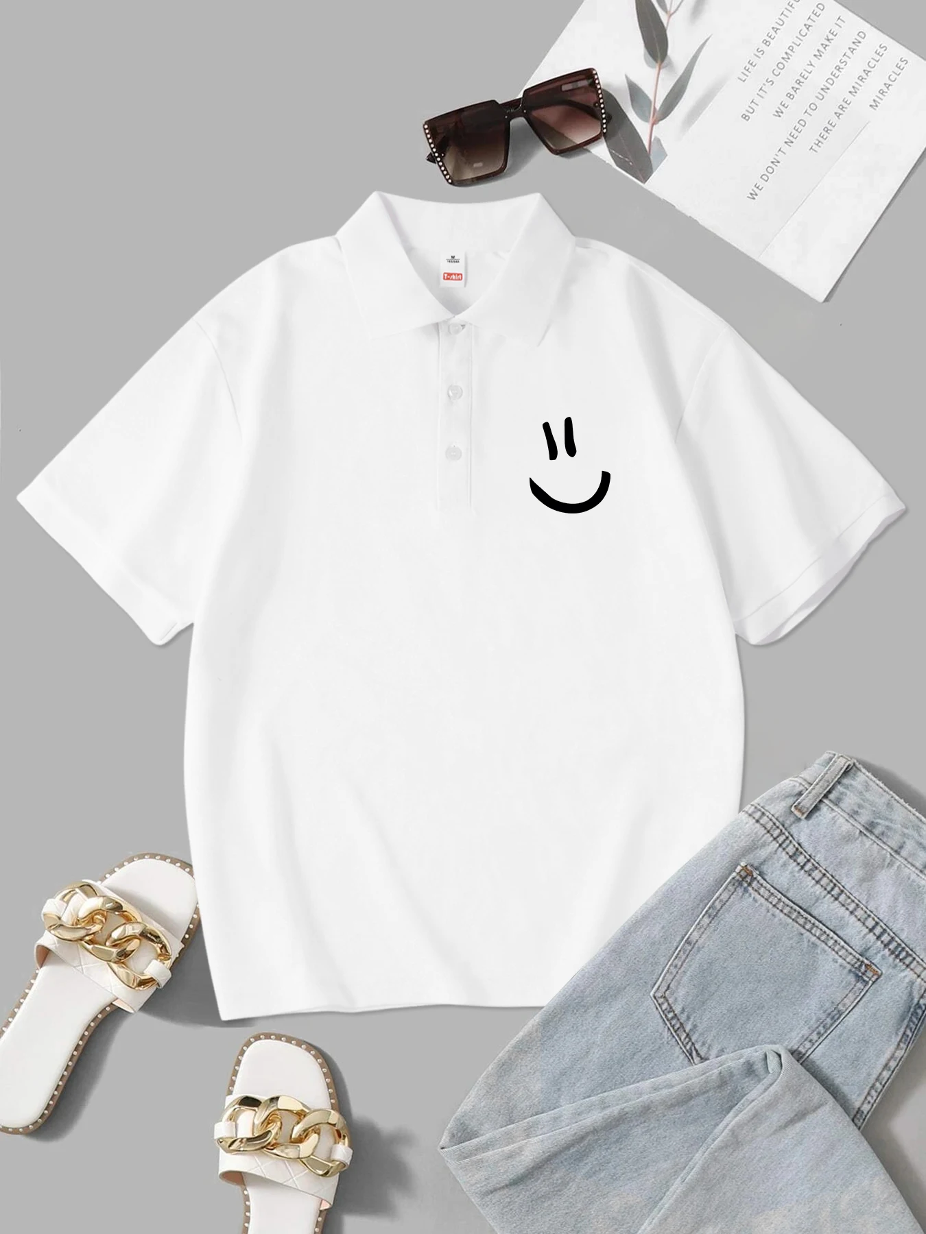 Рубашка-поло с принтом Keep Smile, женские летние спортивные футболки, трендовые дышащие топы из полиэстера Regulai Fit, повседневная женская одежда
Рубашка-поло с принтом Keep Smile, женские летние спортивные футболки, трендовые дышащие топы из полиэстера Regulai Fit, повседневная женская одежда